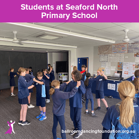 Students at Seaford North Primary School with learning ballroom dancing